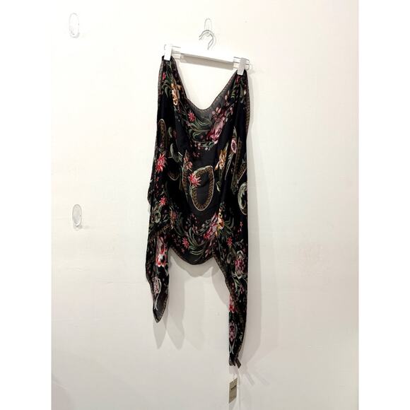 Roberto Cavalli 100% Silk Floral Print Scarf Black Multi One Size - Picture 1 of 3